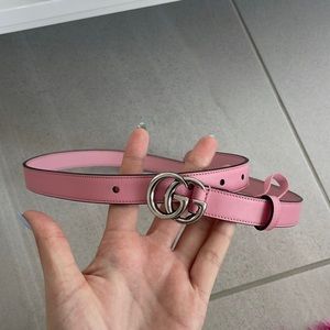 Gucci Pink Belt with Silver Buckle